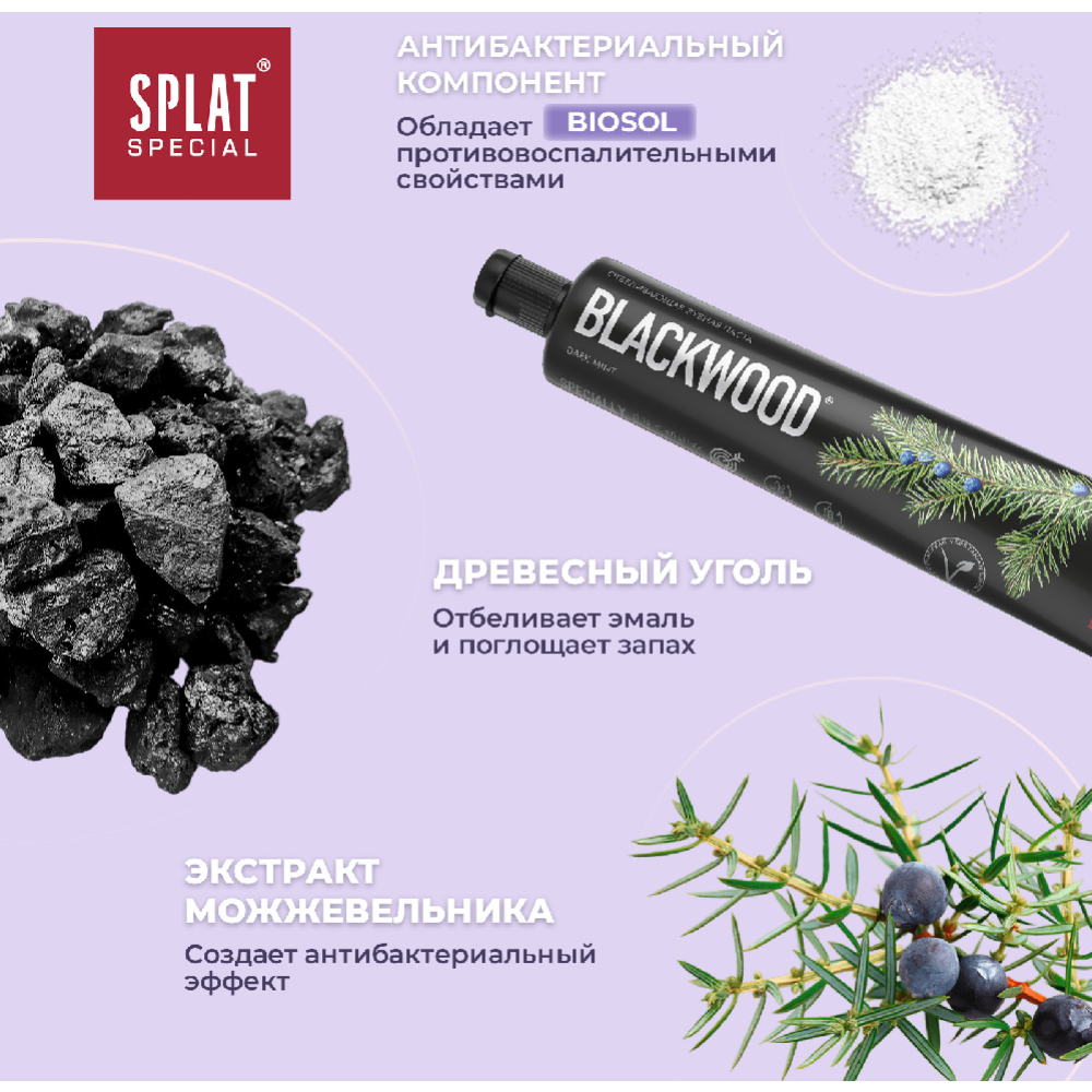 Отбеливающая зубная паста «Splat» Special, blackwood, 75 мл