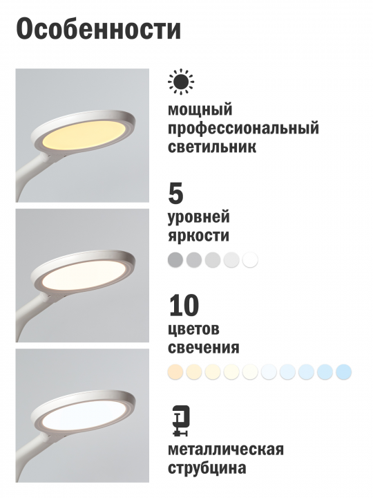 Светильник настольный светодиодный на струбцине TL-410W