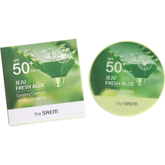 Кушон «The Saem» Jeju Fresh Aloe Cooling Cushion Natural Baige SPF 50+PA+++, 12 г