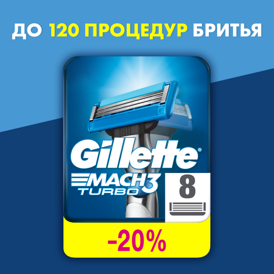 Смен­ные кас­се­ты / лезвия для бритья муж­ские Gillette Mach 3 Turbo 8 шт.