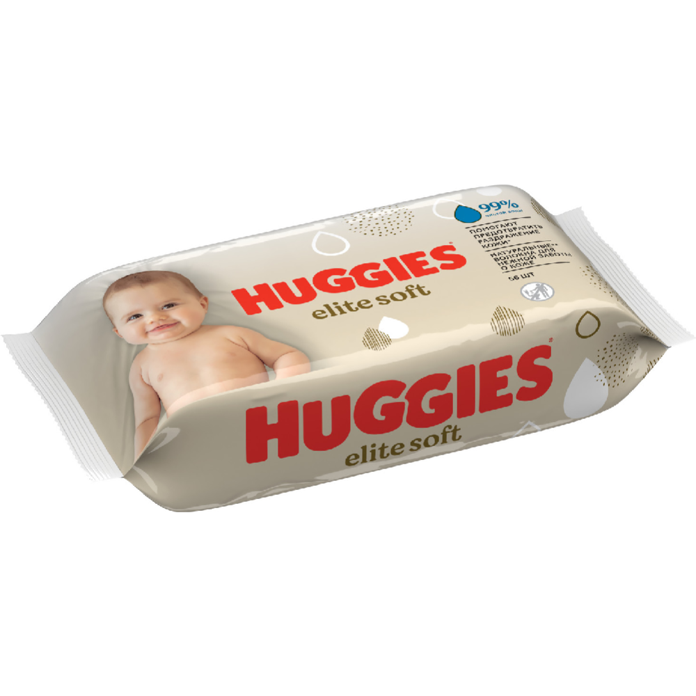 Салфетки влажные многослойные детские «Huggies» elite soft, 56 шт