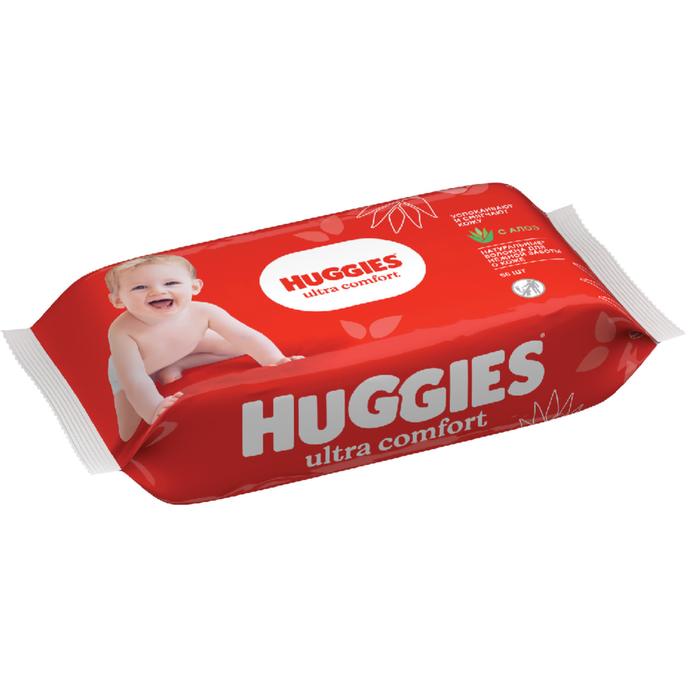 Салфетки влажные детские «Huggies» с алоэ вера и витамином Е, 56 шт