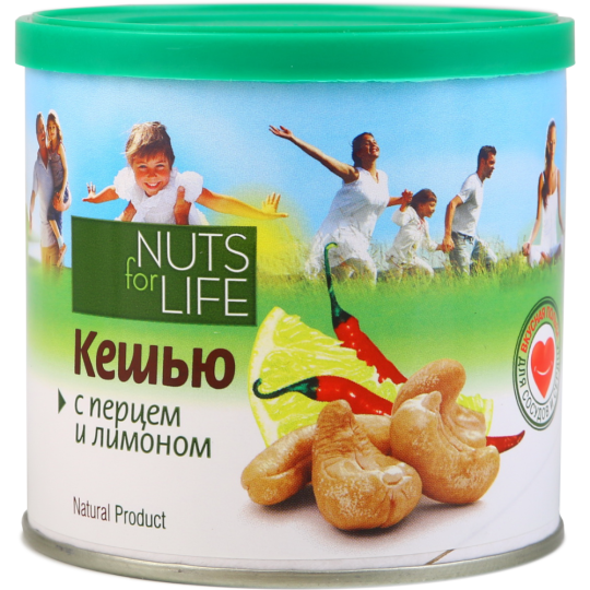 Кешью «Nuts for Life» обжаренный соленый с перцем и лимоном, 115 г