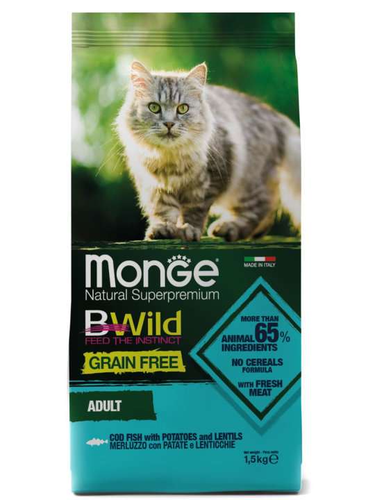 Корм Monge Natural Superpremium BWILD для кошек с треской 1.5кг