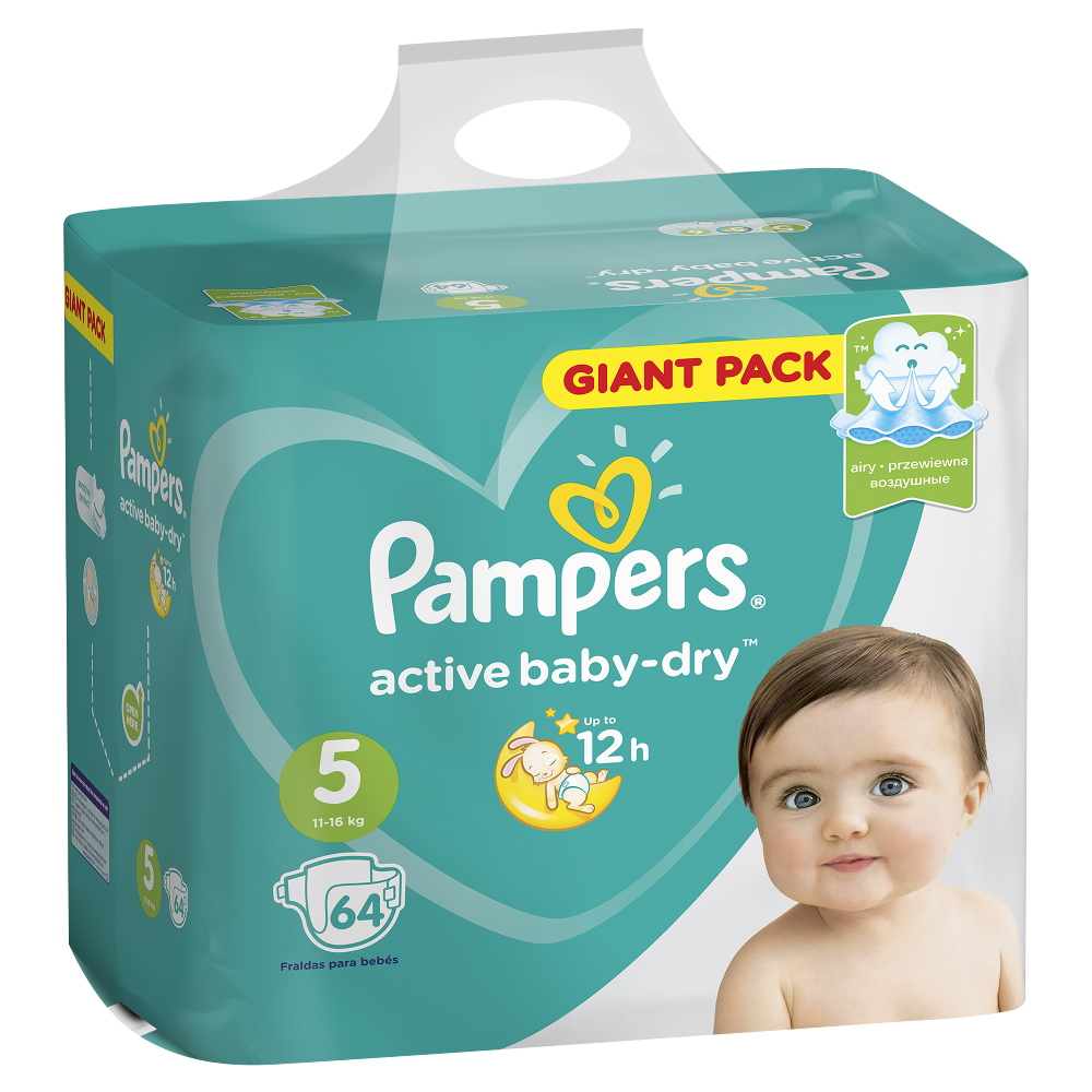 Подгузники детские «Pampers» Active Baby-Dry, размер 5, 11-16 кг, 64 шт