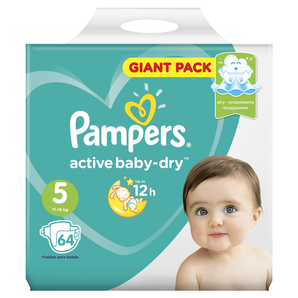 Подгузники детские «Pampers» Active Baby-Dry, размер 5, 11-16 кг, 64 шт