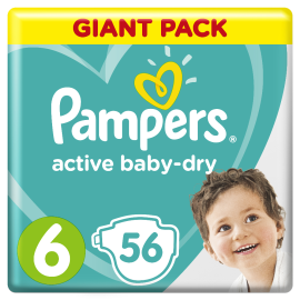 Подгузники детские «Pampers» Active Baby-Dry, размер 6, 13-18 кг, 56 шт