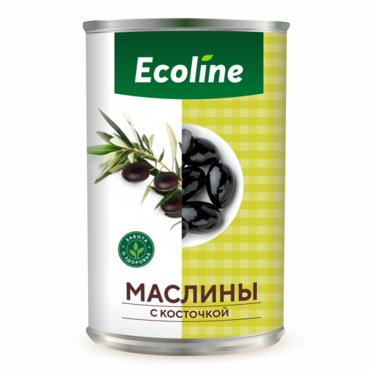 Оливки «Ecoline» черные, с косточкой, 280 г