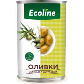 Оливки зеленые  «Ecoline» с косточкой, 280 г