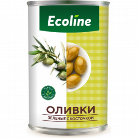 Оливки «Ecoline» зе­ле­ные, с ко­сточ­кой, 280 г