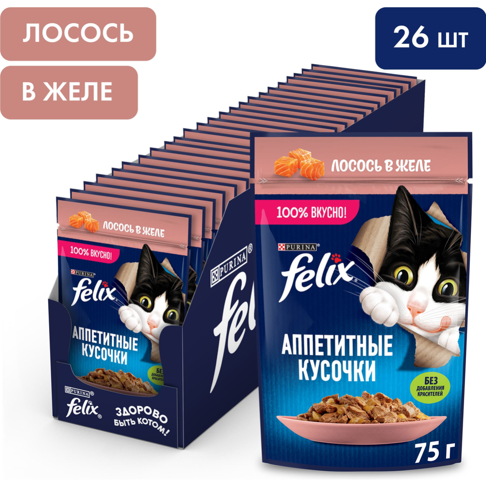 Корм для кошек «Felix» Лосось, желе, 75 г #1