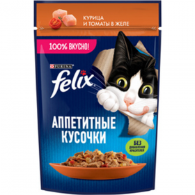 Корм для кошек «Felix» Курица, томат, желе, 75 г