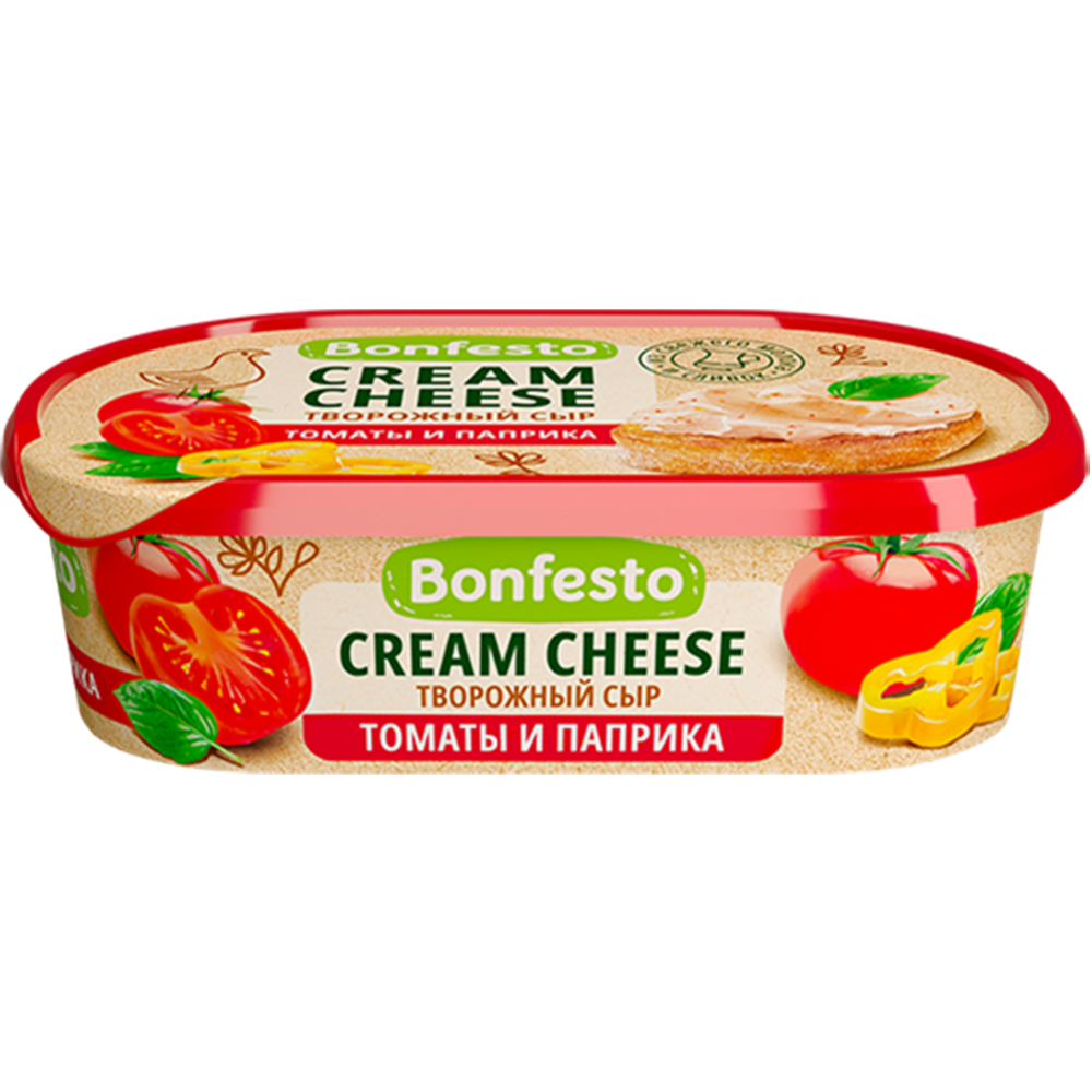 Сыр творожный «Bonfesto» Кремчиз, томаты и паприка, 65%, 140 г #0
