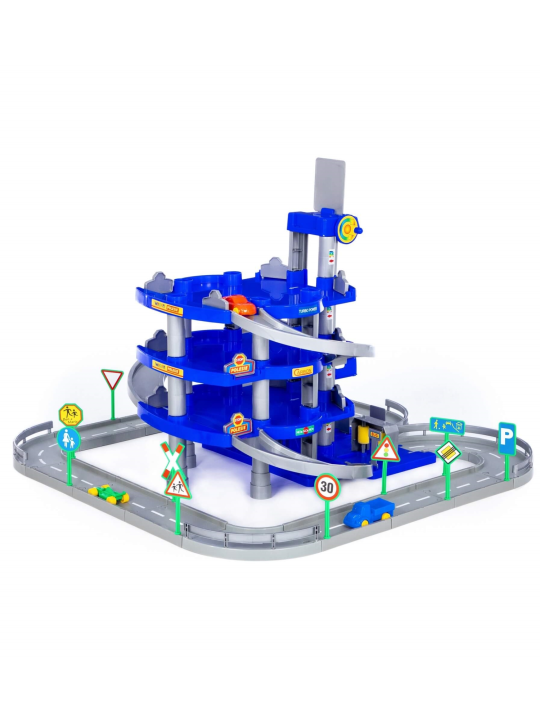Паркинг 4-уровневый с дорогой и автомобилями (синий) (в коробке)  Арт. 44716 Полесье