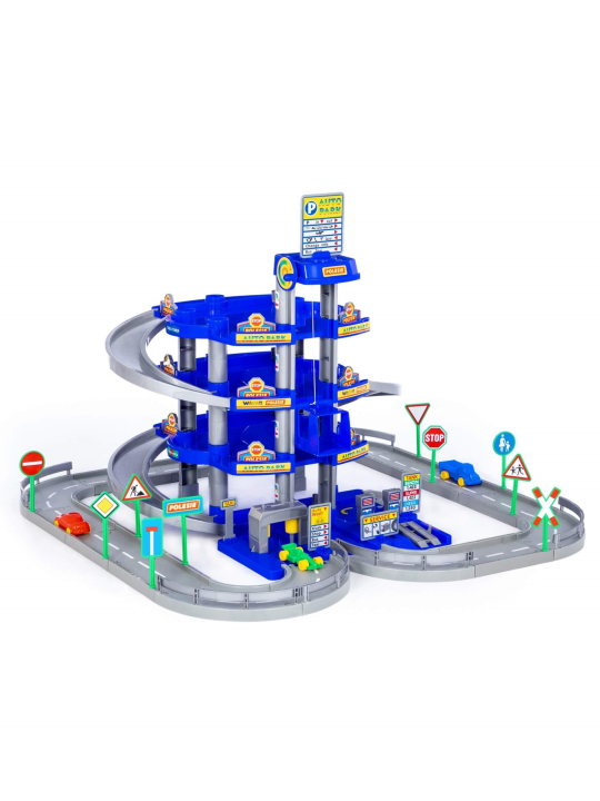Паркинг 4-уровневый с дорогой и автомобилями (синий) (в коробке)  Арт. 44716 Полесье
