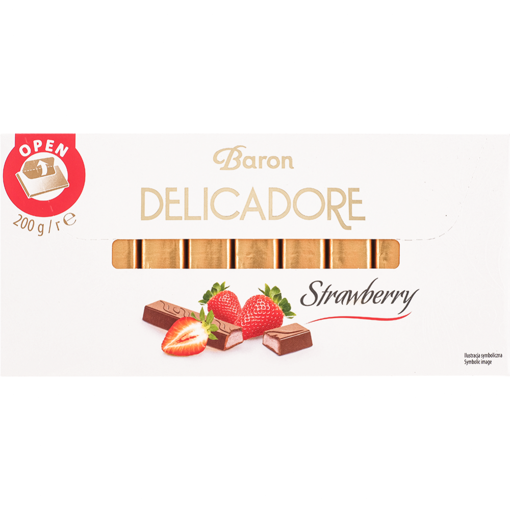 Шоколад молочный «Baron» Strawberry, со вкусом клубники, 200 г #0
