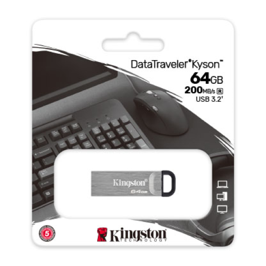 USB флеш - накопитель Kingston DataTraveler Kyson 64Gb, 200MB/s Metal USB 3.2 Gen 1 (копия)