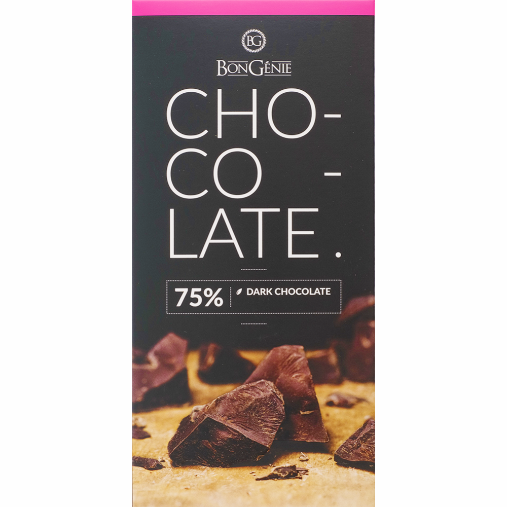 Шоколад горький «BonGenie» 75%, какао, 100 г