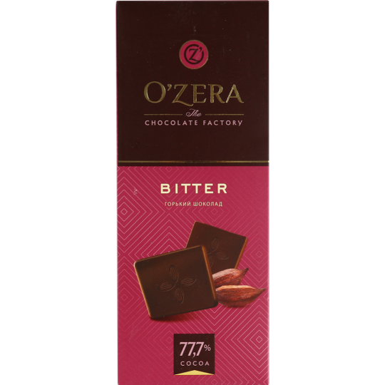 Шоколад «O'Zera» горький, 77.7%, 90 г