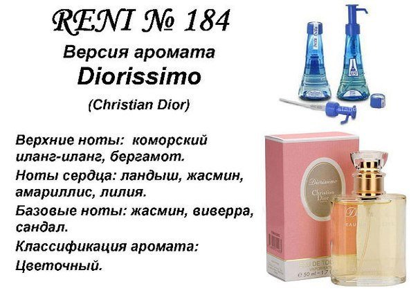 Духи Рени Reni 184 Аромат направления Diorissimo (Christian Dior) - 100 мл