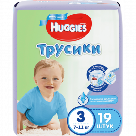 Под­гуз­ни­ки-тру­си­ки дет­ские «Huggies» Conv Boy, размер 3, 7-11 кг, 19 шт