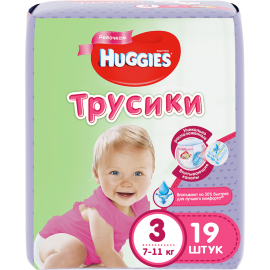 Подгузники-трусики детские «Huggies» Conv Girl, размер 3, 7-11 кг, 19 шт