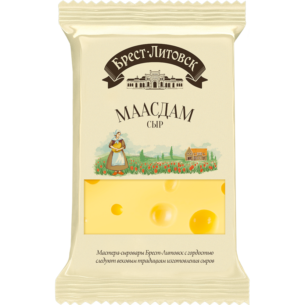 Сыр полутвердый «Брест-Литовск» Маасдам, 45%, 200 г #0