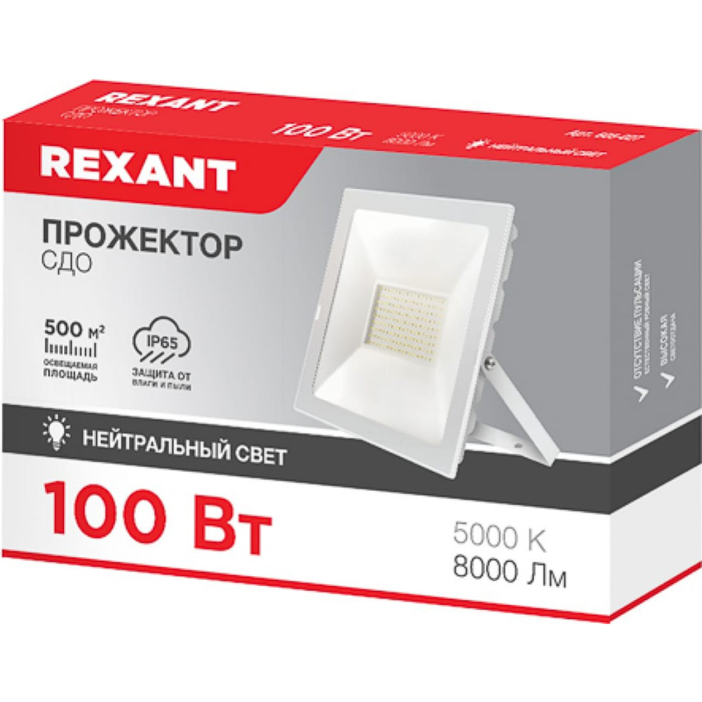 Фонарь уличный «Rexant» СДО 100 Вт 8000 Лм 5000 K, 605-027, белый