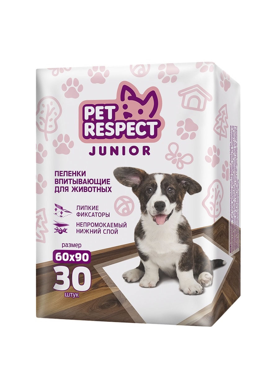 Пеленки для собак одноразовые Pet Respect Junior 60x90 см, 30 шт.