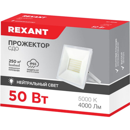 Фонарь уличный «Rexant» СДО 50 Вт 4000 Лм 5000 K, 605-026, белый