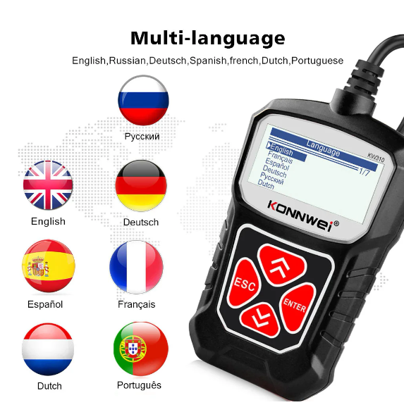 Автосканер Konnwei KW310 (OBD2. Встроенная библиотека ошибок)