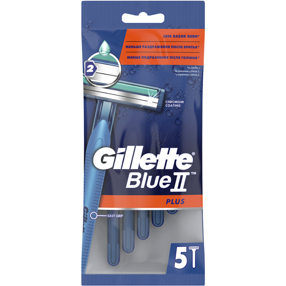 Одноразовые мужские бритвы «Gillette» Blue II Plus, 5 шт #2