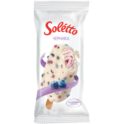 Мо­ро­же­ное «Soletto» чер­ни­ка в гла­зу­ри, со вкусом йо­гур­та, 75 г
