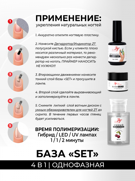 База SET 4 в 1 камуфлирующая №2 (Джейн), БАЗА+ГЕЛЬ+ЦВЕТ+ТОП, 15 мл.