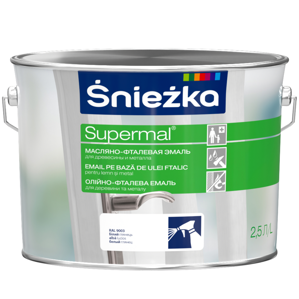 Эмаль «Sniezka» Supermal, Мат, белая, 2.5 л