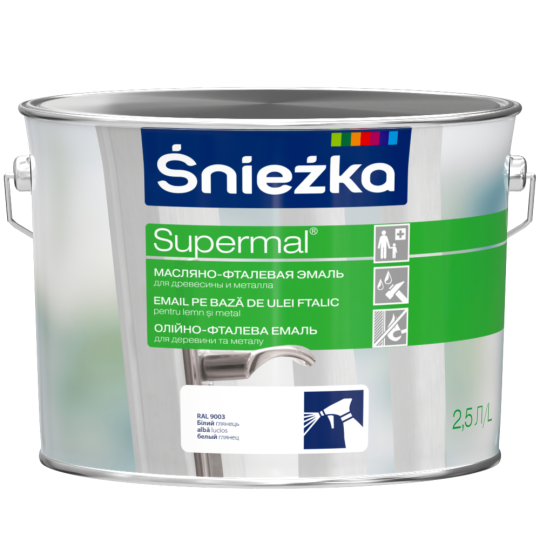 Эмаль «Sniezka» Supermal, Мат, белая, 2.5 л