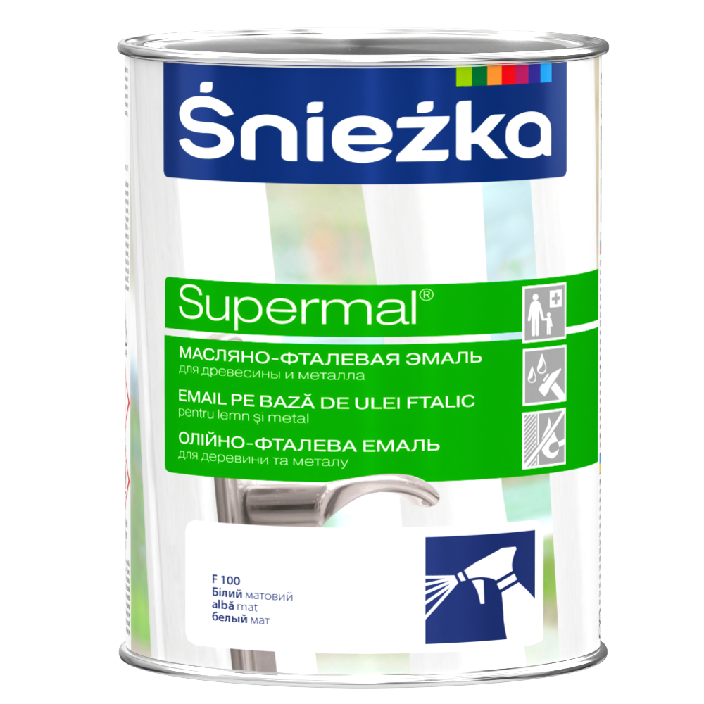Эмаль «Sniezka» Supermal, Мат, белая, 0.8 л