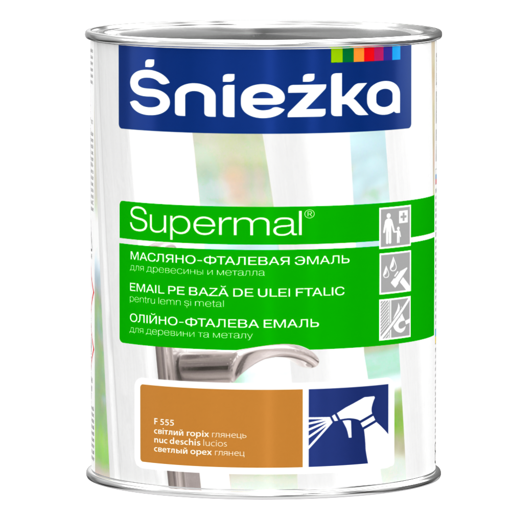 Эмаль «Sniezka» Supermal, F555, орех светлый, 0.8 л