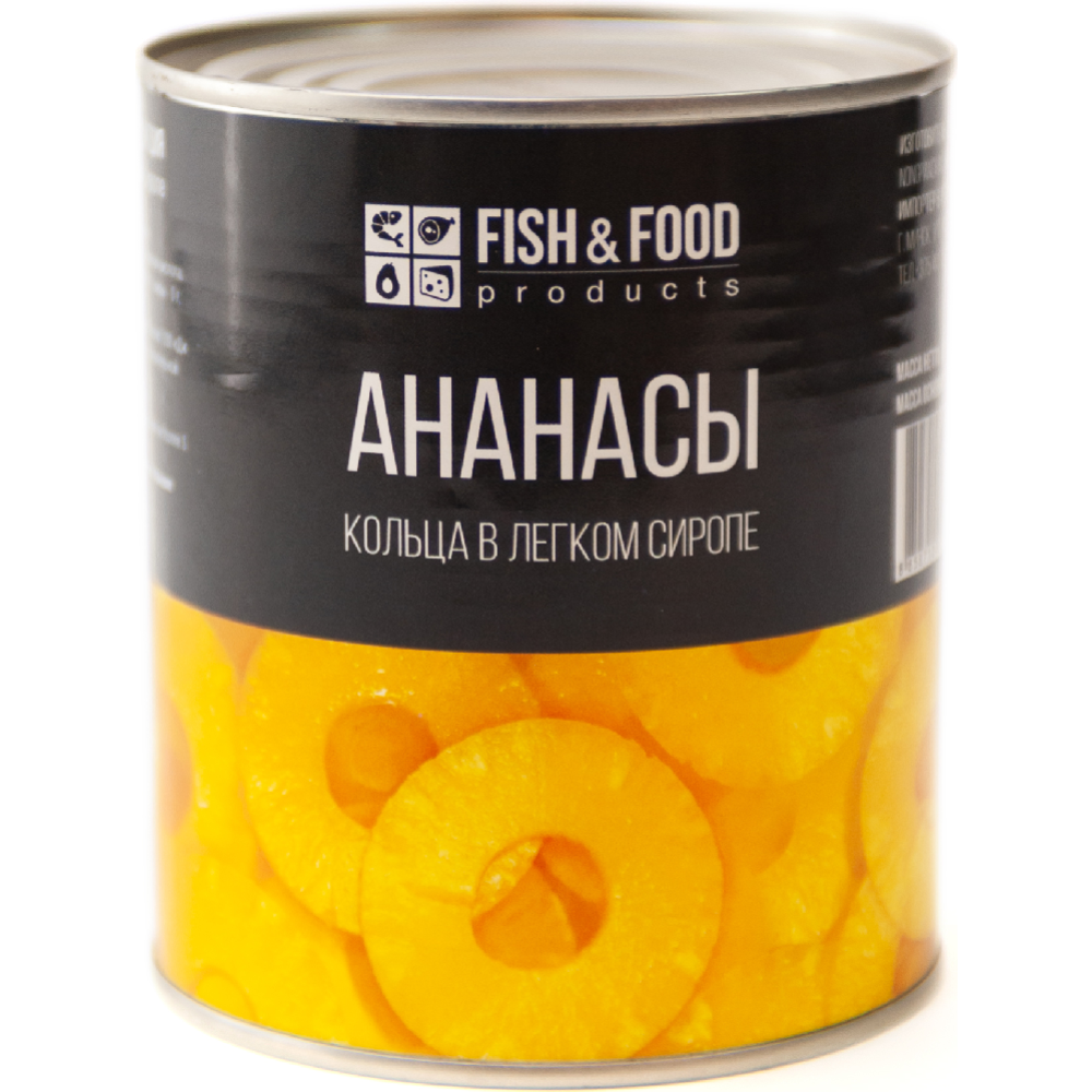Анана­сы кон­сер­ви­ро­ван­ные «Fish» кольца в сиропе, 850 г