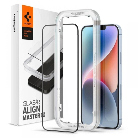 Защитное стекло SPIGEN ALM GLASS FC для IPHONE 13 / 13 PRO / 14 черный