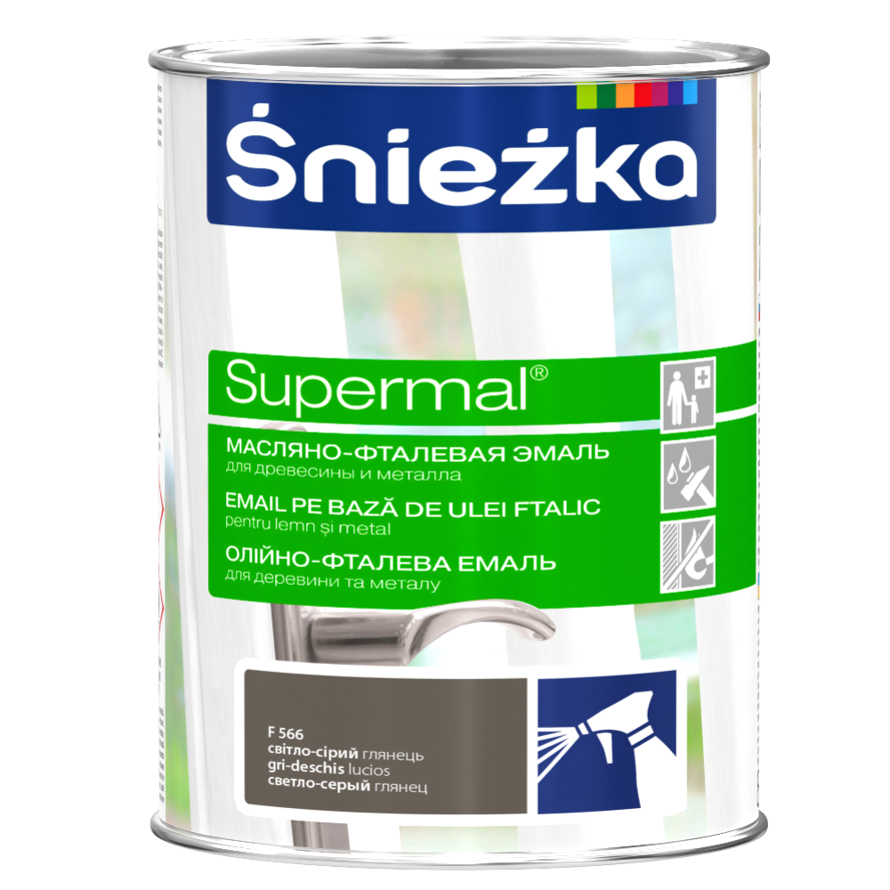 Эмаль «Sniezka» Supermal, F566, серая, 0.8 л