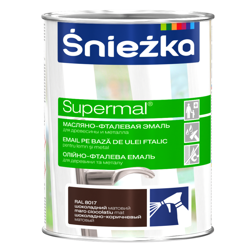 Эмаль «Sniezka» Supermal, Ral8017, коричневый, 0.8 л