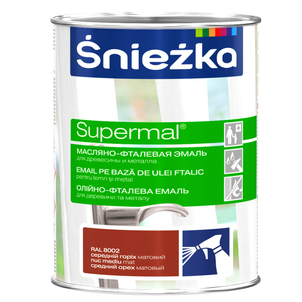 Эмаль «Sniezka» Supermal, Ral8002, орех, 0.8 л