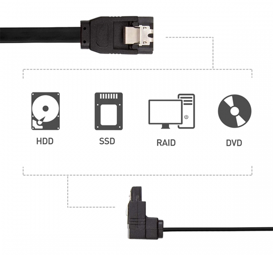 Угловой кабель стандарта SATA III-SATA III, 40 см SiPL