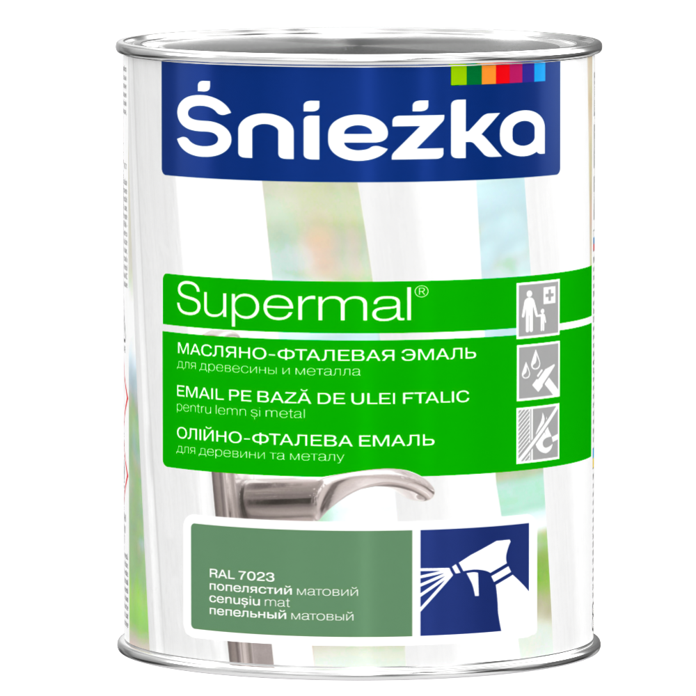 Эмаль «Sniezka» Supermal, Ral7023, пепельная, 0.8 л
