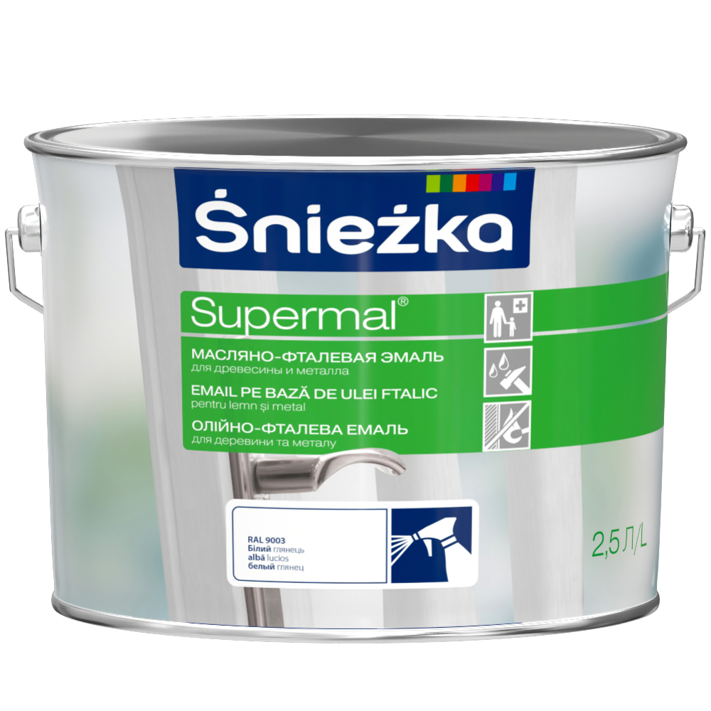 Эмаль «Sniezka» Supermal, Ral9003, белая, 2.5 л