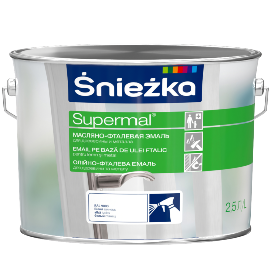 Эмаль «Sniezka» Supermal, Ral9003, белая, 2.5 л