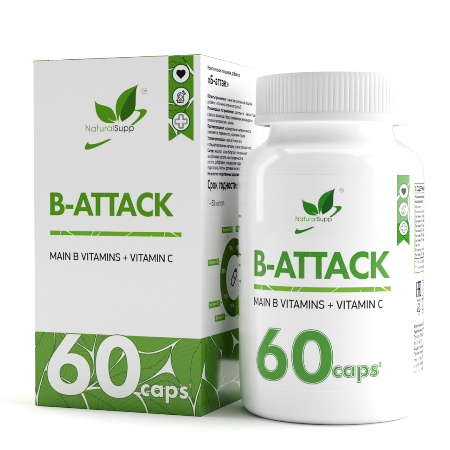 Б-комплекс Б-Аттак NaturalSupp B-Attack, 60 капс.