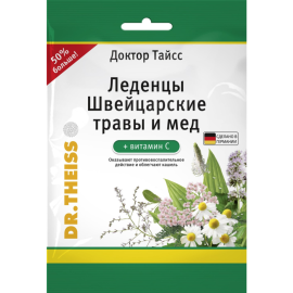 До­бав­ка к пище «Доктор Тайсс» леденцы Швейцарские травы и мед + витамин С, 75 г