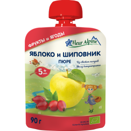 Пюре детское «Fleur Alpine» яблоко и шиповник, с 5 месяцев, 90 г